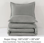 Litanika Comforters Medium Gray Super King Size, 3 Pieces Lightweight Solid Bedding Set & Collections, All Season Fluffy Bed Set (120x120In Comforter & 2 Pillowcases)