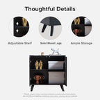 Modern Sideboard Buffet Cabinet Console Table, Accent Storage Cabinet with Fluted Doors for Kitchen Dining Living Room Entryway (Black)