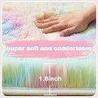 Rainbow Rug for Girls Bedroom: Fuzzy Rugs for Kids Room - Rainbow Carpet for Bedroom Decor