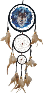 Remorelt Wolf Eagle Bear Dream Catcher Bedroom Wall Decor, Christmas Home Decoration, Room Accessory, White Moon Feather Decoration - Unique Home Craft Wall Pendant (DC11 6Inch Blue Moon Wolf)