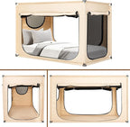 Bed Canopy Portable Blackout Bed Tent Privacy Tent for Adult Indoor Sleeping with 3 Doors, Storage Bag