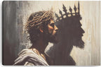 Framed Jesus is the King Christian Wall Art, Jesus and Crown Canvas Wall Decor Christ Biblical Pictures Painting Prints Religious Room Decor for Church Prayer Room Schools Hospitals 24" x 16"