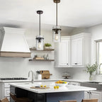 Farmhouse Hammered Hand-Blown Glass Pendant Light, Black Pendant Lights Kitchen Island, Modern Pendant Light Fixtures Island Lights for Kitchen Dining Room Light for Farmhouse Pendant Lighting 1 Pack