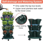 Vertical Planter 5 Tier Stackable Planters Garden Planters Strawberry Herb Flower and Vegetable Planter Indoor Outdoor Gardening Pots with Removable Wheels and Tools 2-Pack