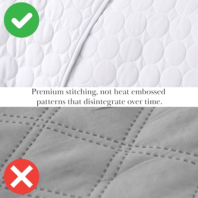 Southshore Fine Living, Inc. White Quilts Queen Size Set, Lightweight Summer Bedspread with 2 Quilted Pillow Shams, Cozy, Soft Circle-Stitch Design, Queen Size/Full Size, White