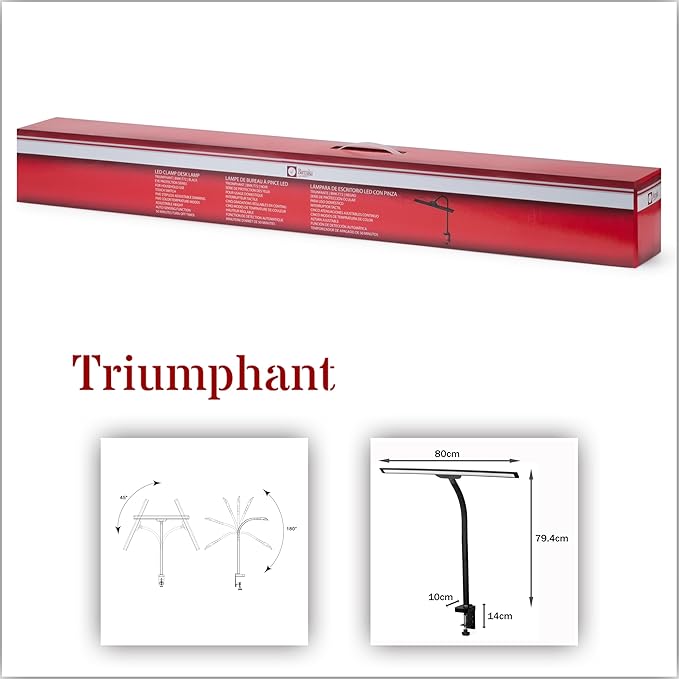 Bright Office Desk Lamp with Clamp, Dimmable LED Workbench Light with Touch Control, Adjustable Arm, Smart Architect Lamp for Desk, Tall Clamp Light for Office, Computer Monitors, Black