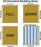 Alpaca Wool Throw Blanket | Super Soft, Lightweight, Breathable and Hypoallergenic | Non-Itchy or Scratchy (Blue White Varicolored, Queen (U.S. Standard))