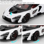 1:24 Scale Car Model Compatible for Collectible McLaren Senna Super Sports Car Toys, Zinc Alloy Pull Back Toy Vehicle with Sound and Light for Adult Boys Girls 3 4 5 6 7 8 (White)
