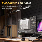 Adjustable LED Desk Lamp – Stepless Dimming & Color Temp Remote Control, Eye-Caring 4 Large Bright Light Souce for Home Office, Gooseneck, Clamp Base, 5 Lighting Modes for Reading, Computer, DIY