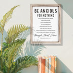 Christian Wooden Wall Signs, Farmhouse Home Decor, Christian Hanging Decor, Living Room Decors, Framed Wall Plaque Sign 15 * 11.5 inches, Be Anxious for Nothing Sign