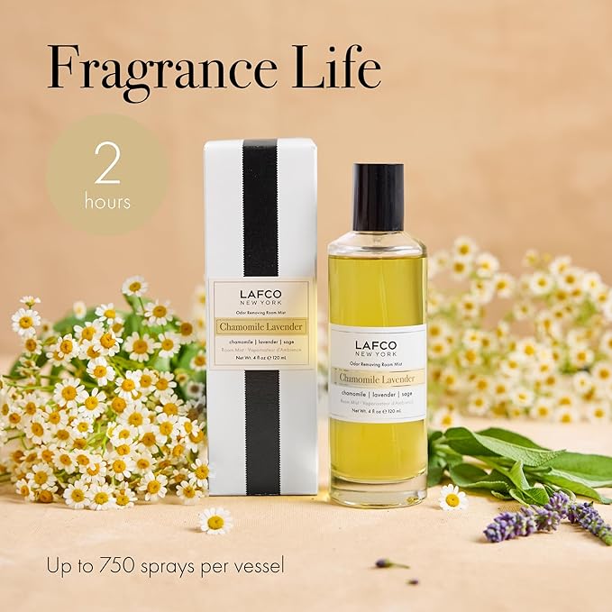 LAFCO New York Odor Removing Room Mist, Chamomile Lavender - 4 oz - Eliminates Unpleasant Scents & Provides Luxurious Fragrance - Up to 750 Pump Sprays Per Bottle - Made in the USA