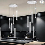 5 Light Mini Chandelier LED Pendant Lighting for Kitchen Island Modern Bubble Crystal Pendant Light Adjustable Pendant Light Fixture Chrome Ceiling Handing Lights for Dinning Room Bedroom 2700K 6000K