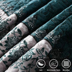 Travan 3-Piece King Quilt Set Quilted Bedspread Oversized Microfiber Soft Lightweight Bedding Set with Shams for All Season, Blue Ocean, King Size