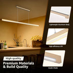 40W Gold Linear Pendant Light Aluminum, 54" Dimmable Kitchen Island Lighting with Remote & App Control, Adjustable CCT (3000K-6000K), Dining Room Chandelier for Home Office Study