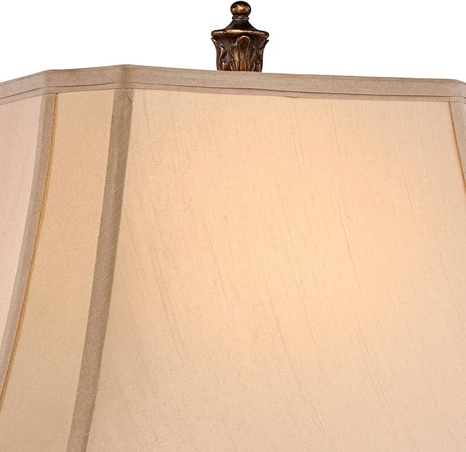 Barnes and Ivy Leafwork Vase 32 1/2" Tall Large Traditional End Table Lamp Brown Wood Finish Single Tan Rectangular Shade Living Room Bedroom Bedside Nightstand House Office Home Reading Kitchen