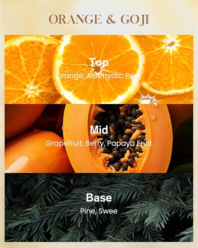 M&SENSE Extra Large Candle Orange Goji Scented, 3-Wick 35oz 150H Long Lasting, Natural Soy Wax Aromatherapy Candle for Stress Relief, Home Fragrance Housewarming Gifts Candle for Home Decor