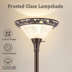 Luvkczc Torchiere Floor Lamp for Living Room - 70" Victorian Floor Lamp with with Etched Glass Shade, Vintage Standing Corner Tall Reading Light for Bedroom Office