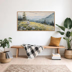 Aurlan Christian Jesus with Lost Sheep Wall Art(40"x20"), Boho Religious Lamb The Good Shepherd Psalm 23 Canvas Artwork, Large Abstcat Watercolor Vintage Nature Landscape Bible Story Decor for Home Dining Room Christ Gift