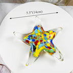 Crystal Star Fish Figurine Hand Blown Glass Starfish Statue Collectibles Ocean Art Sea Animal Home Table Decor Gift Colorful Red 5.5''