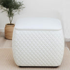 Ottoman Rectangular Storage Ottoman Bench, Faux Leather Footrest, Stool Footstool for Living Room, Bedroom, Entryway, White, 19.5"x15.5"x18"