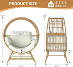 Egg Chair Outdoor Indoor, Oversized Rattan Chair with Thicken Cushion, 350LBS Capacity Wicker Patio Lounge Chair, Basket Chair for Living Room Balcony Porch Backyard, Beige