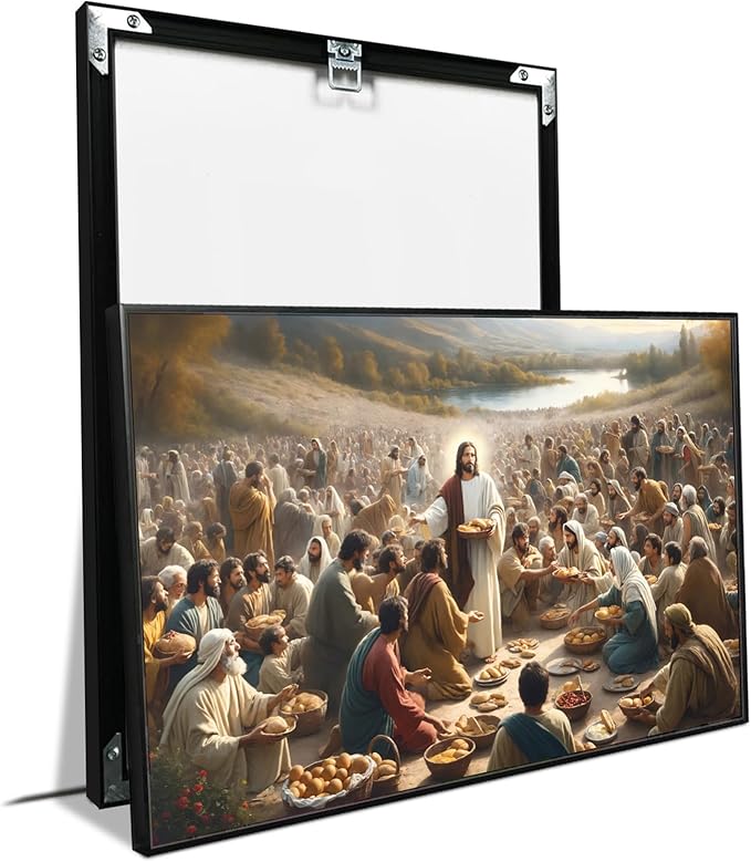XWNLTEPK Jesus Feeding 5,000 People with Five Loaves and Two Fishes Miracle Mercy Canvas Art Wall Decor Poster Suitable for Bedroom Living Room Relaxation Room Confession Room