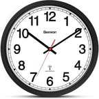 Geevon Atomic Wall Clock, 12" Sets Automatically Wall Clock Battery Operated with AUTO DST, Easy to Read Atomic Analog Clock for Kitchen/Office/Classroom/Living Room(Black)