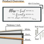 SRSZHIYUE Bless the Food Before Us Wall Sign Decor 40"×15" Christian Bible Verse for Farmhouse Rustic Kitchen Dining Room Framed Wood Scripture Religious Jesus Prayer Wall Art (Black)