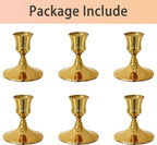 Vintage Gold Taper Candle Holders, Set of 2, Metal Taper Candlestick Holder for Dinner Room Table Centerpiece, Wedding Reception, Festive,Mantel Decoration, Home Decor (Titanium Gold)