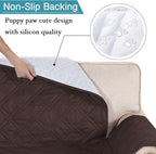 Flamingo P 100% Waterproof Sofa Cover for Living Room Premium Quilted Furniture Protector Sofa Slipcover for Couch Covers Non Slip Great for Pets (Seat Width Up to 54") Brown