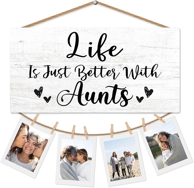 Best Aunt Gifts Picture Frame Photo Holder for Wall, Auntie Gift Idea for Aunts from Niece or Nephew, Aunties Gifts Thank You Gift for Aunt, Gifts for Her Women Aunt Gifts Hanging Photo Display