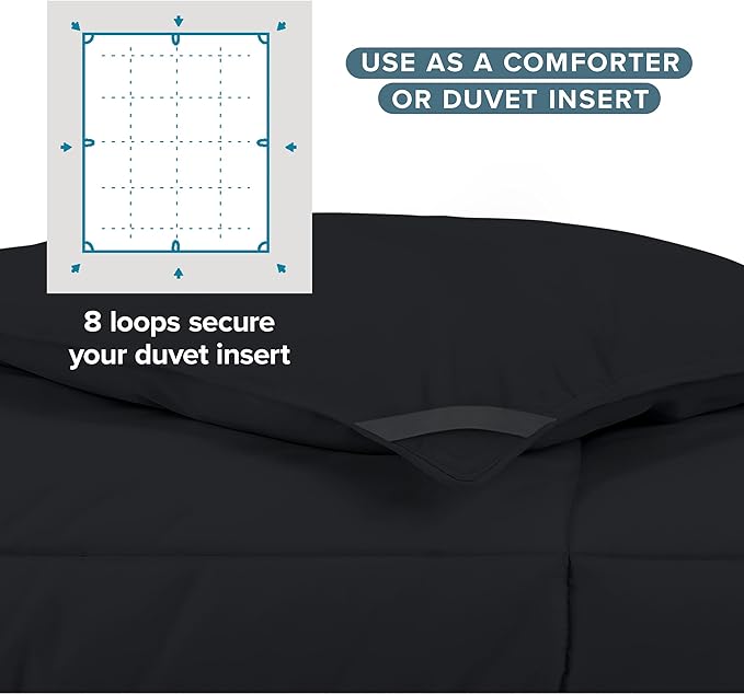Bare Home Duvet Insert Comforter - King/California King - Goose Down Alternative - Ultra-Soft - Premium 1800 Series - All Season Warmth - Bedding Comforter (King/Cal King, Black)
