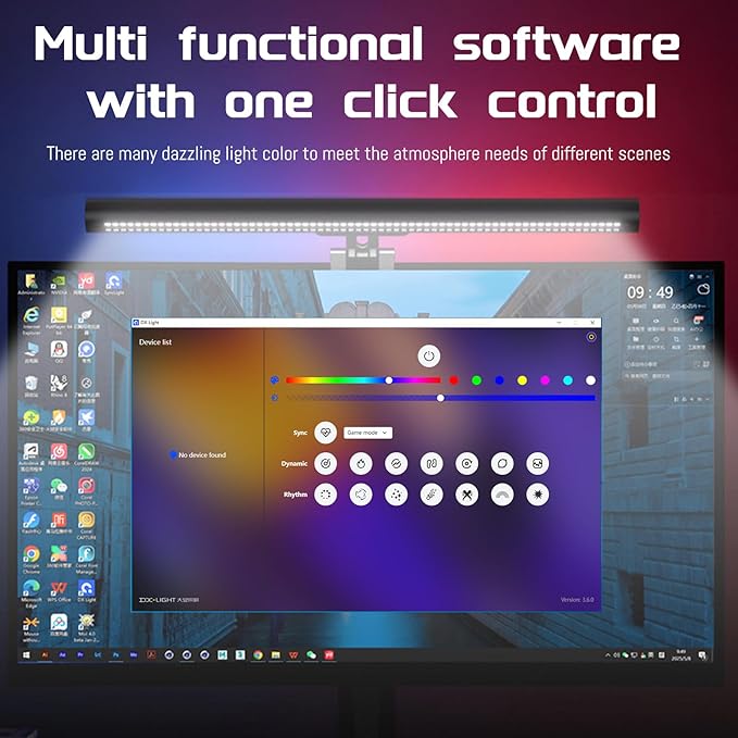 Monitor Light RGB Backlight with Software & Buttons Controls, Dual Light Bar Gaming Office Desk Lamp 15 Modes Dimmable 3 Color Temperature Adjustable No Glare Desk Lamp for Home Office Gaming