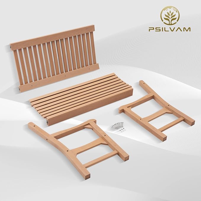 Psilvam 2-Person Poly Lumber Outdoor Bench with 700 Lbs Weight Capacity – Weatherproof Garden Seating for, Balcony Porch & Park, All-Weather Fade-Resistant Patio Furniture (Teak Color)