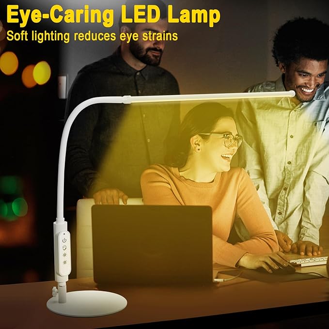 CGBE Led Desk Lamp: 360° Adjustable Nail Light for Desk with 3 Color Modes 5 Brightness, 23.6-Inch Nail Lamp for Desk for Salon Manicurist Tattoo Crafts Sewing Work Reading Game