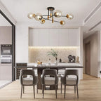 SZXYKEJI 6-Lights Glass Chandelier，Modern Flush Mount Ceiling Light Fixture，Farmhouse Lighting for Dining Room Living Room Bedroom Kitchen Passageway..