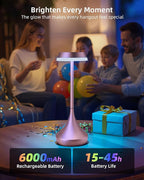 EZVALO Set of 2 Cordless Table Lamps, Rechargeable 6000mAh Battery Operated Lamp,3 Color & RGB Color Changing Stepless Dimming Outdoor Table Lamp for Dinner/Patio/Living Room/Restaurant/Bar