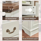 Farmhouse Nightstands with Charging Station，18" End Table with 2 Drawers，Farmhouse Nightstand with Vintage Handles, Bedside Cabinet for Bedroom for Bedroom, Living Room,White