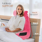 Nestl Reading Pillow Large Bed Pillow, Back Pillow for Sitting in Bed Shredded Memory Foam Chair Pillow, Reading & Bed Rest Pillows Light Pink Back Pillow for Bed, Bed Chair Arm Pillow with Pockets