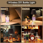 WILIT Wireless Bottle Lamp for Bar Decor, 3-Level Brightness Lampshades for Table Lamps, RGB Lamp for Bedroom, Table Decor for Living Room lamp, Cute Night Light for Women Gifts