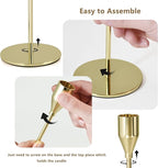 Gold Candlestick Holders,Set of 6 Gold Candle Candlestick Holder,Metal Candle Stick Holder Decor for Wedding, Dinning, Party,Fit 3/4" Thick Tapered or Led Candle