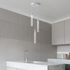 Modern Light Fixture Kitchen Island Pendant Light Dimmable LED Chrome Pendant Lights Mini Crystal Pendant Lighting for Bedroom Dining Room Living Room（3-Light ）