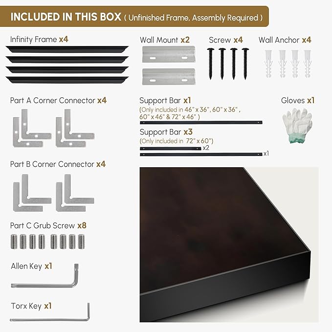 SIGNWIN 46"x72" Extra Large Framed Wall Art Dark Brown Abstract Moody Illustration for Home Living Room Bedroom Decor (Frame Assembly Required)