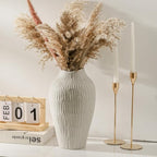 Ceramic Vase for Home Decor,11.6 Inch Flower Vases,Decorative Blue Vase for Pampas Grass,Modern Art Texture Vases for Home Entryway Living Room Dining Table Farmhouse Office Decor(Grey)