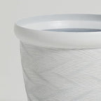 Worth Garden 2-Pack 16" Large Round Planter - Weave Pattern Lightweight Plastic Plant Pot 16" x 17.5" for Indoor Outdoor Use - Decorative Containers for Front Porch Home Yard Deck Patio - White