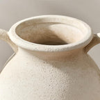 LUKA Antique Ceramic Vase with 2 Handle,6.7 inches Rustic Vase Minimalist Decor, Decorative Vases for Home Decor, Table, Living Room, Shelf, Christmas Decoration(Small,White)