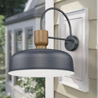 Outdoor Barn Light Gooseneck Barn Light, Farmhouse Exterior Wall Mount Light Vintage Wall Lighting Fixture Industrial Sconce Lantern for Porch, Entryway, Garage, Blue, 2 Pack, Large