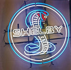 Neon Signs Beer Bedroom Shelby Cobra Round Glass Neon Signs for Office Hotel Cafe Party Man Cave Neon Light Art Wall Lights 24 X 20 Inches