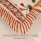 patdrea Designer Throw Pillow Covers Set of 4,Vintage Red Linen Pillowcases with Flower and Birds Pattern Pillows Cover for Couch,Farmhouse Decorative Cushion for Bed Living Room Outdoor Car