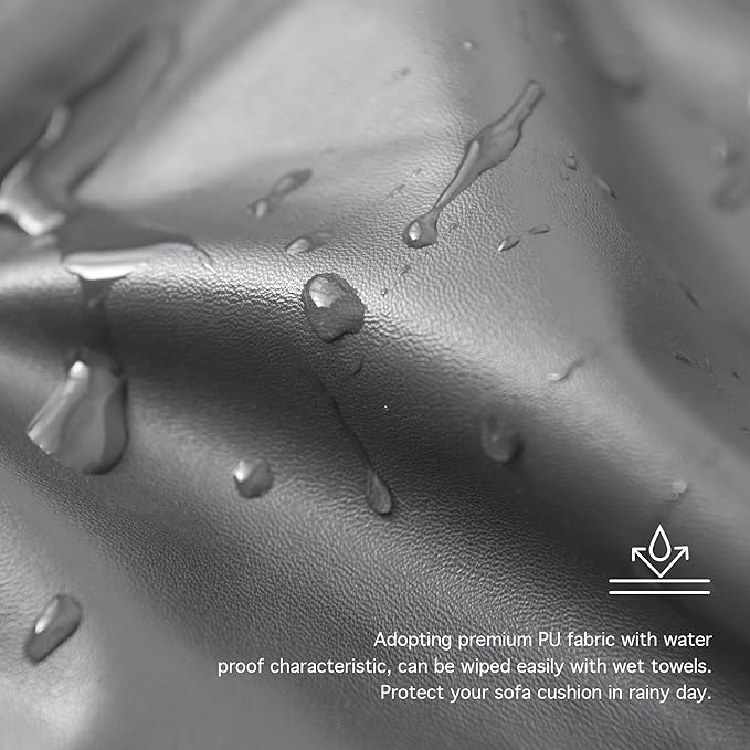 Yates Home PU Leather Couch Sofa Cushion Slipcover Water-Proof Elastic Chair RV Seat Covers Loveseat Slip Cover for Seater Replacement in Living Room（2 Piece Large Sofa Cushion Covers,Light Gray